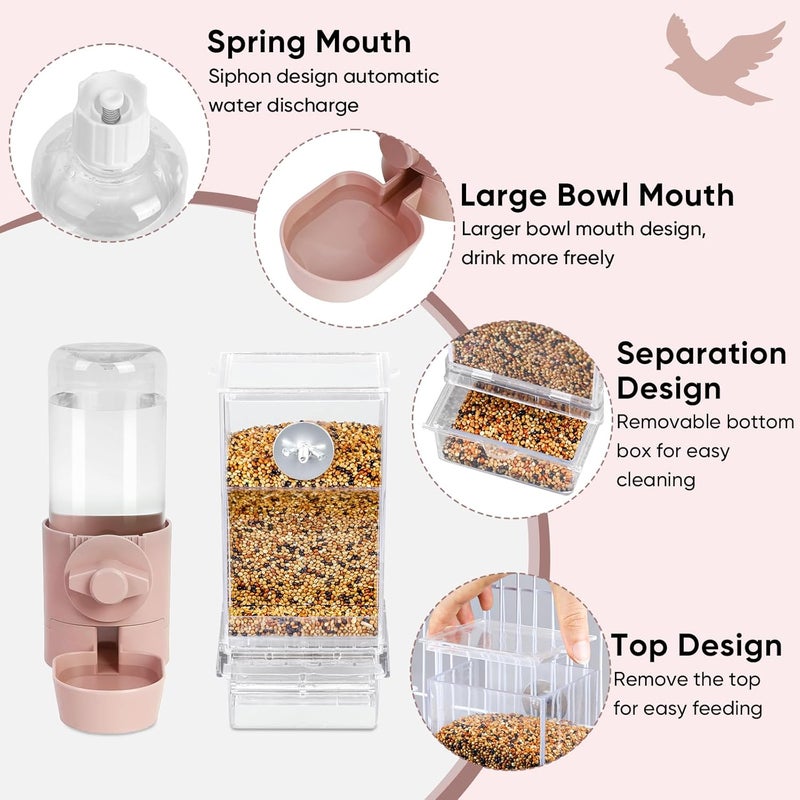 lemtrflo No Mess Bird Feeder Water Dispenser Set, Bird Feeder for Cage, Cage Accessories for Cockatiels, Finches, Budgies and Canaries - Image 5